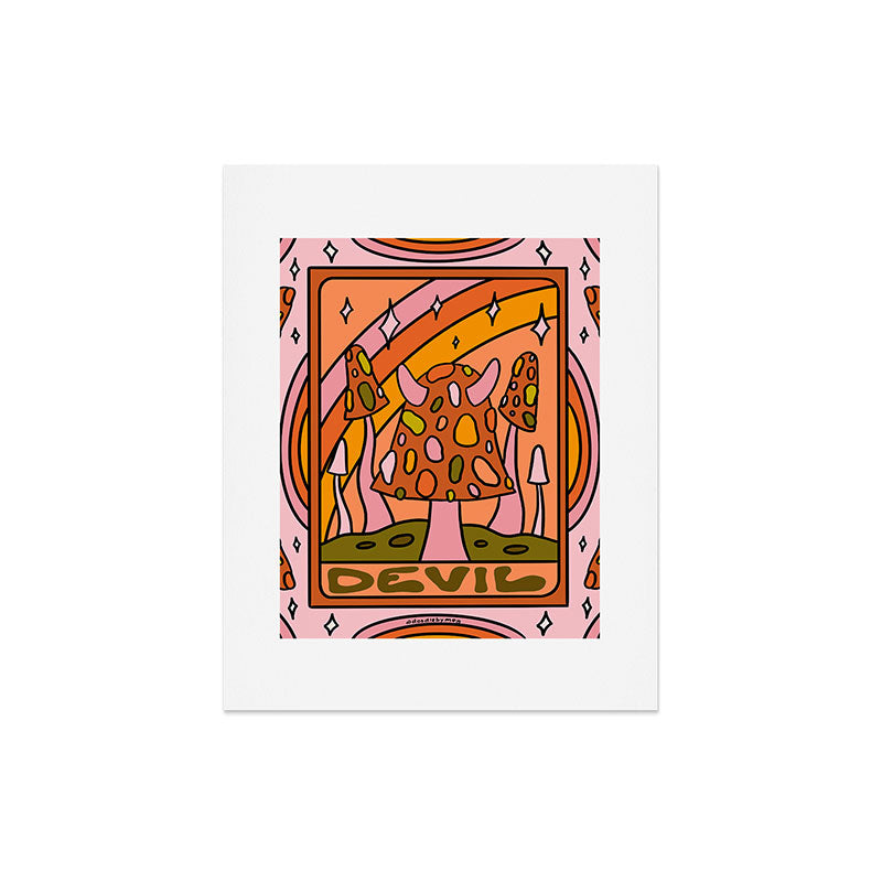 15. Devil Tarot Mushroom Art Print