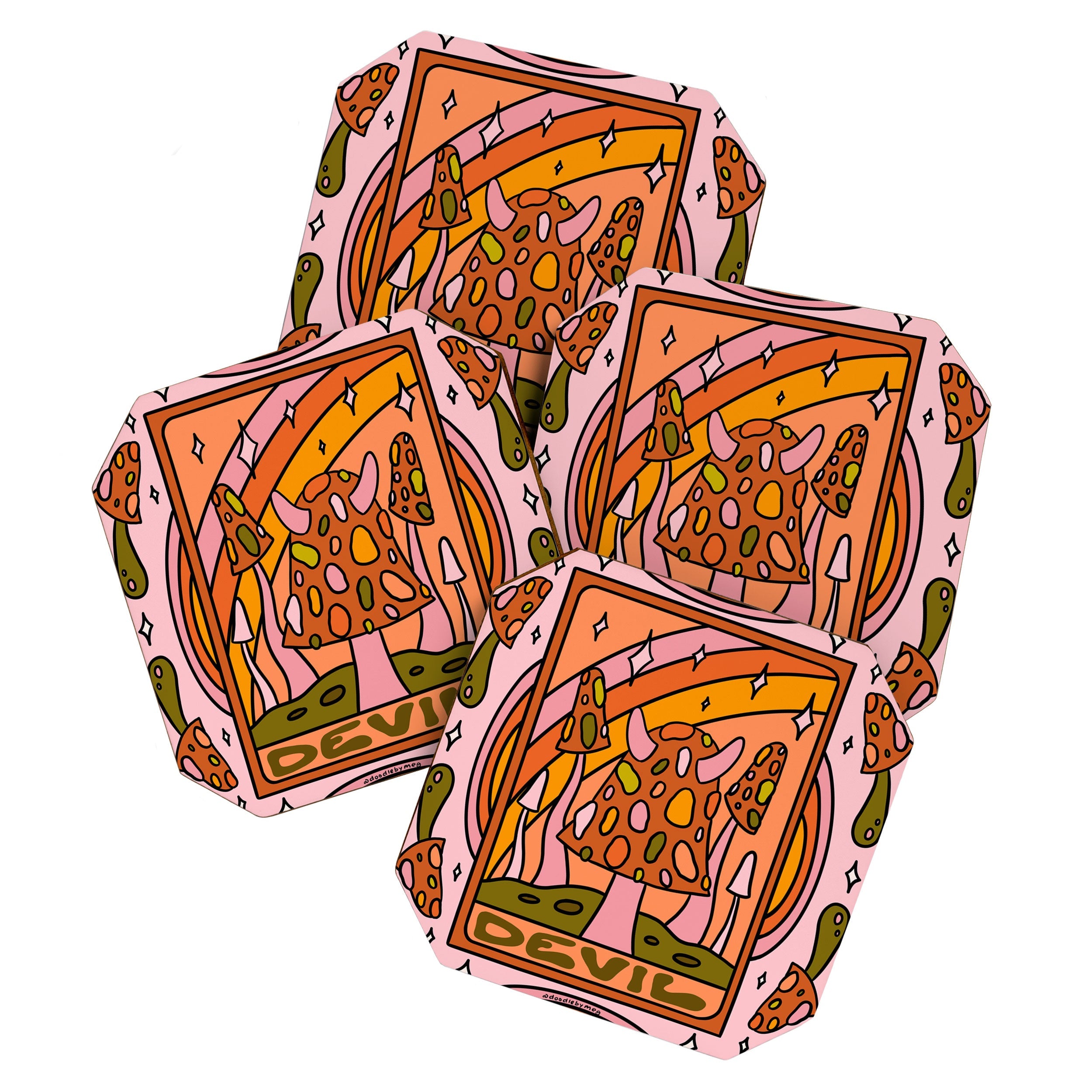 15. Devil Tarot Mushroom Coaster
