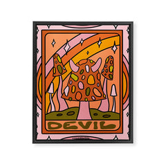 15. Devil Tarot Mushroom Framed Canvas Print
