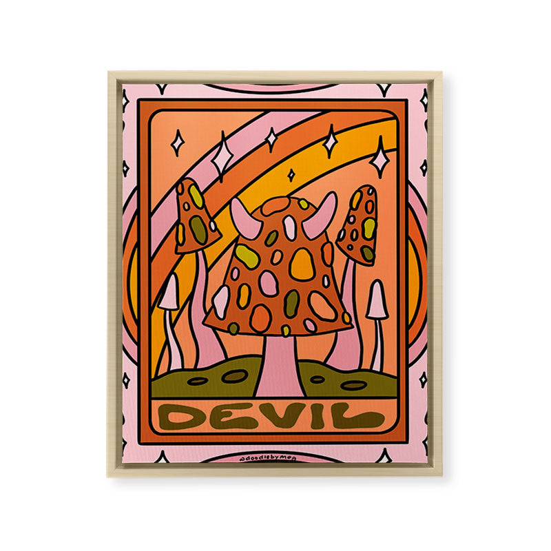 15. Devil Tarot Mushroom Framed Canvas Print