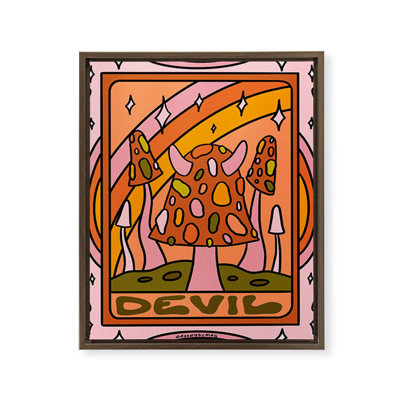 15. Devil Tarot Mushroom Framed Canvas Print