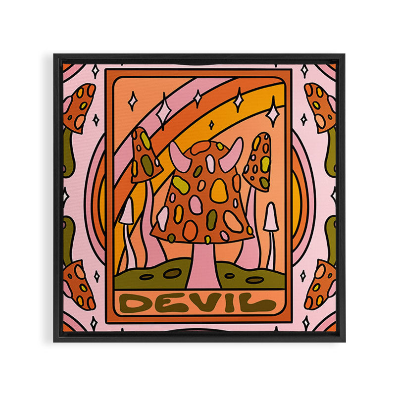 15. Devil Tarot Mushroom Framed Canvas Print