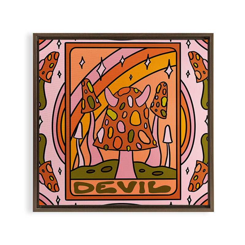 15. Devil Tarot Mushroom Framed Canvas Print