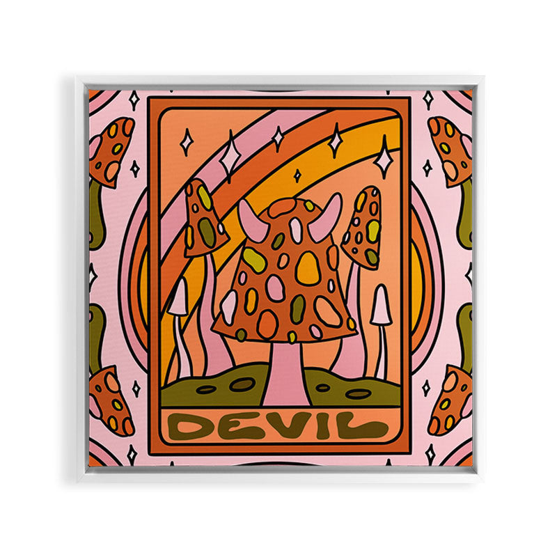 15. Devil Tarot Mushroom Framed Canvas Print