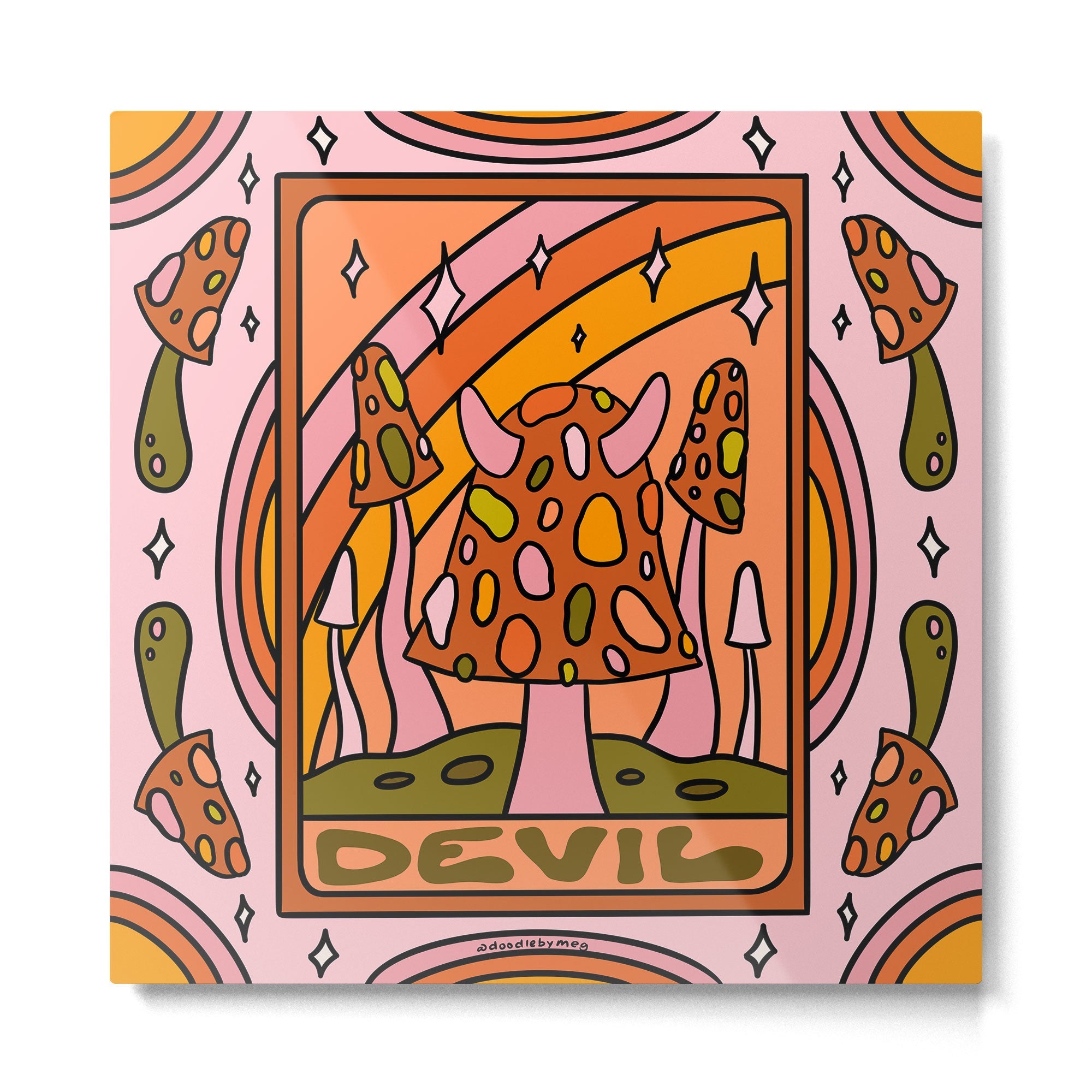 15. Devil Tarot Mushroom Metal Print