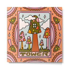 16. Tower Tarot Mushroom Metal Print