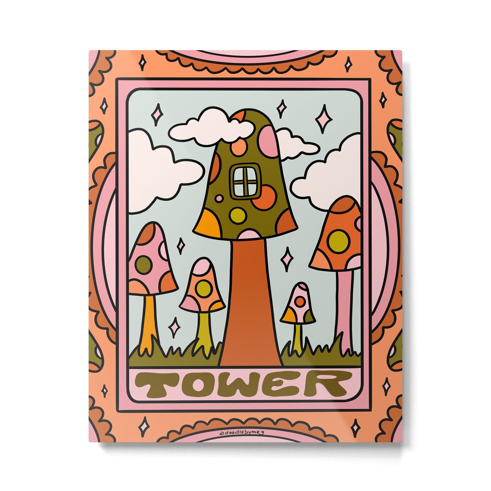 16. Tower Tarot Mushroom Metal Print