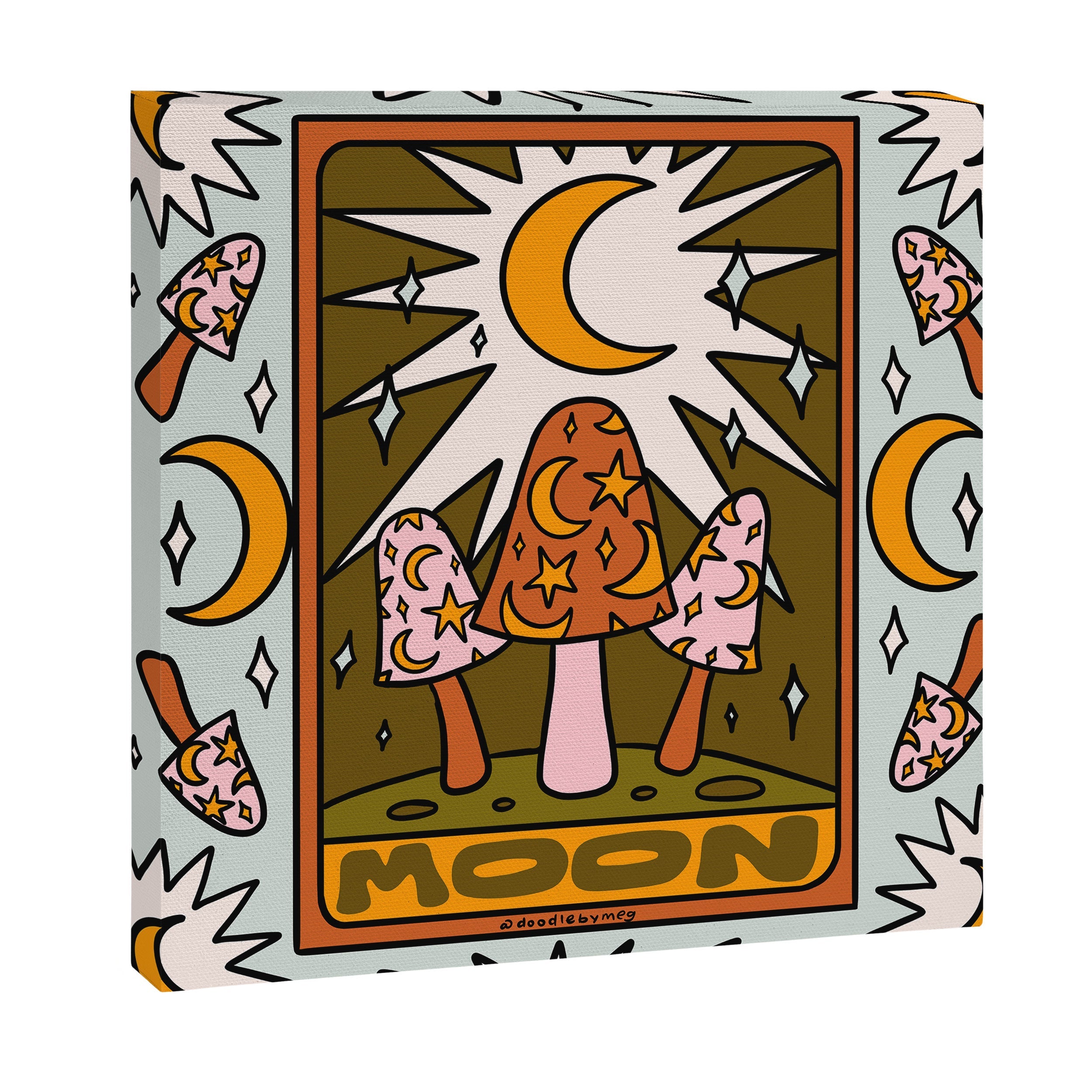18. Moon Tarot Mushroom Canvas Print