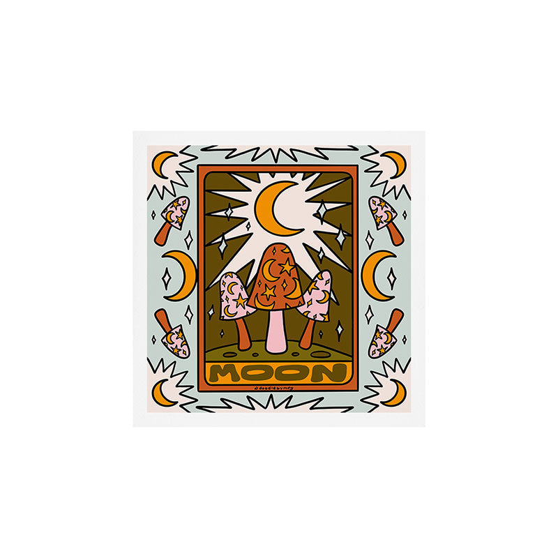 18. Moon Tarot Mushroom Art Print