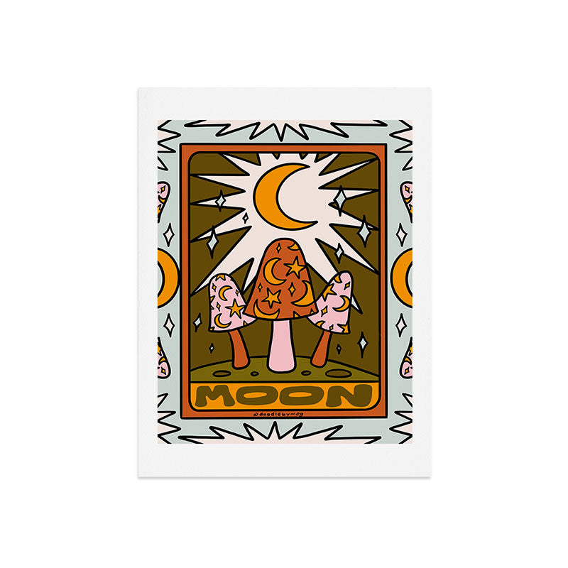18. Moon Tarot Mushroom Art Print