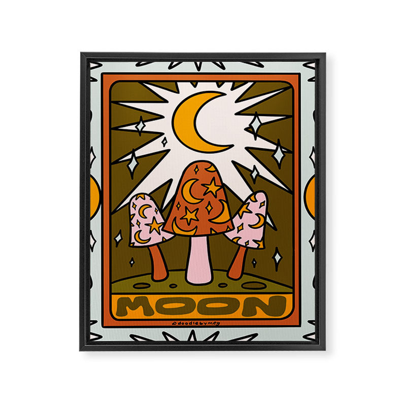 18. Moon Tarot Mushroom Framed Canvas Print