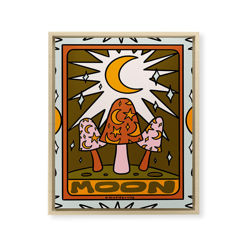 18. Moon Tarot Mushroom Framed Canvas Print