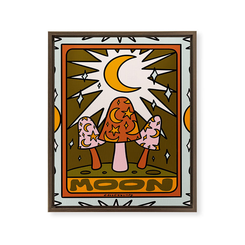 18. Moon Tarot Mushroom Framed Canvas Print