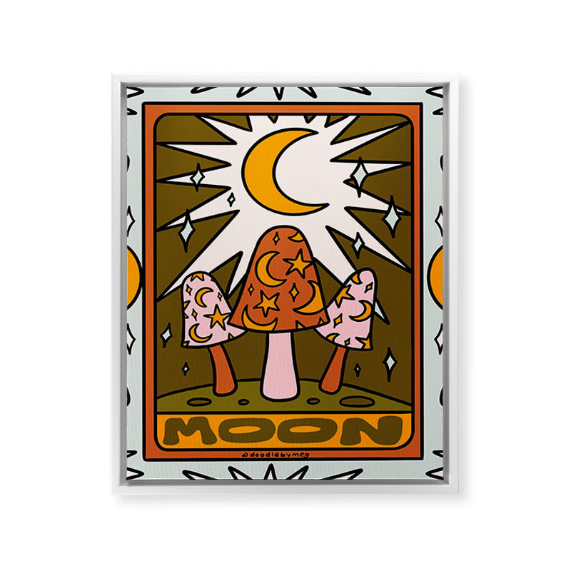 18. Moon Tarot Mushroom Framed Canvas Print