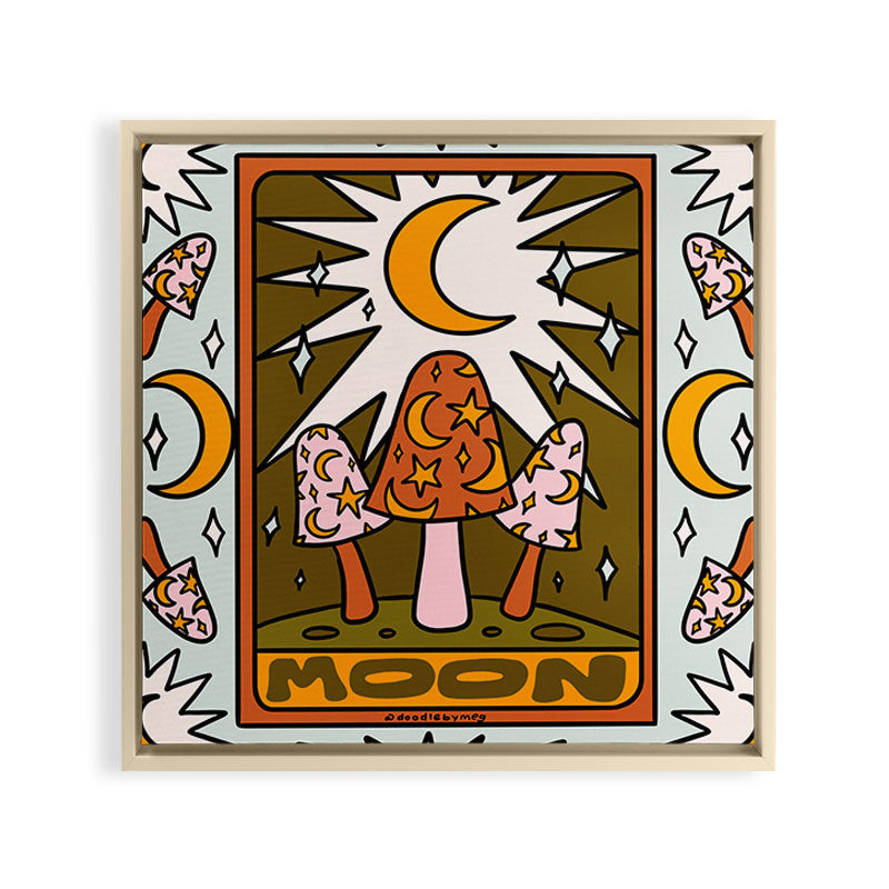 18. Moon Tarot Mushroom Framed Canvas Print