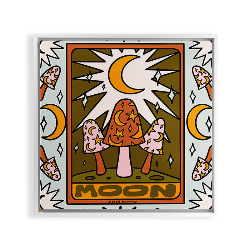 18. Moon Tarot Mushroom Framed Canvas Print
