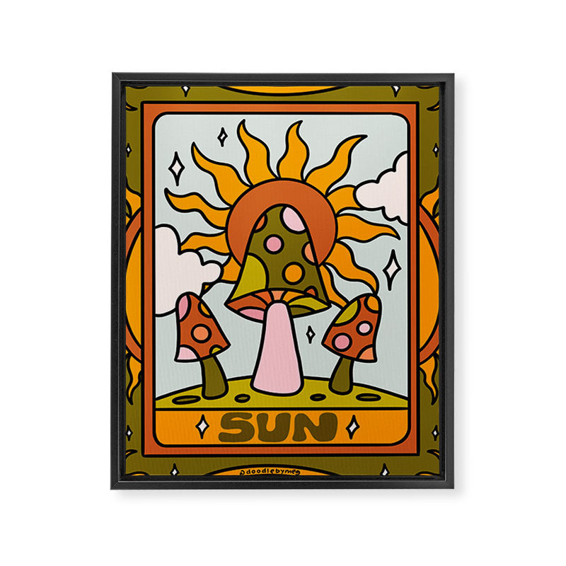 19. Sun Tarot Mushroom Framed Canvas Print