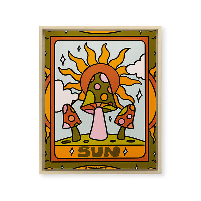 19. Sun Tarot Mushroom Framed Canvas Print