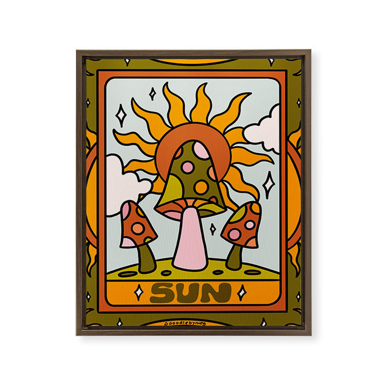 19. Sun Tarot Mushroom Framed Canvas Print