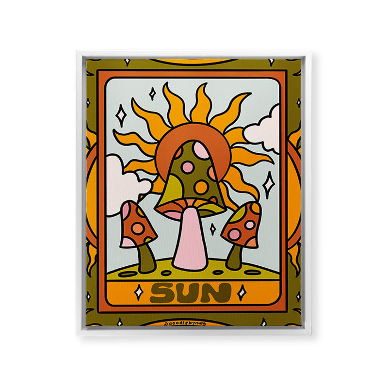 19. Sun Tarot Mushroom Framed Canvas Print