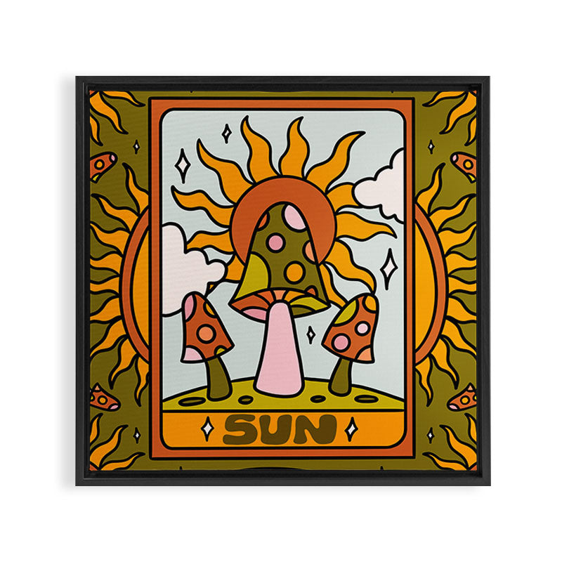 19. Sun Tarot Mushroom Framed Canvas Print