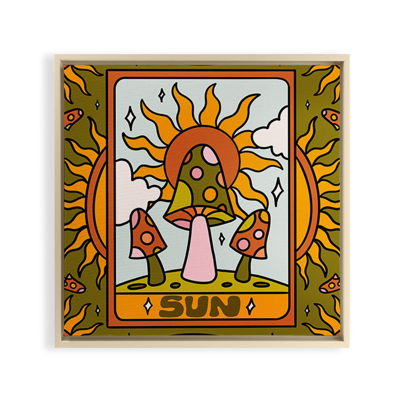 19. Sun Tarot Mushroom Framed Canvas Print