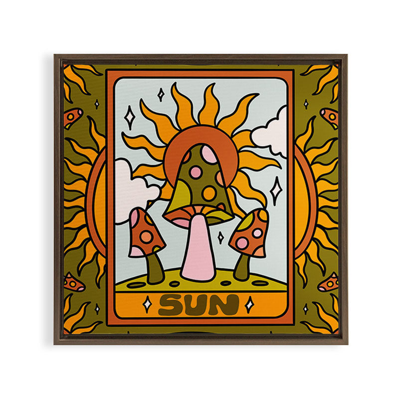 19. Sun Tarot Mushroom Framed Canvas Print