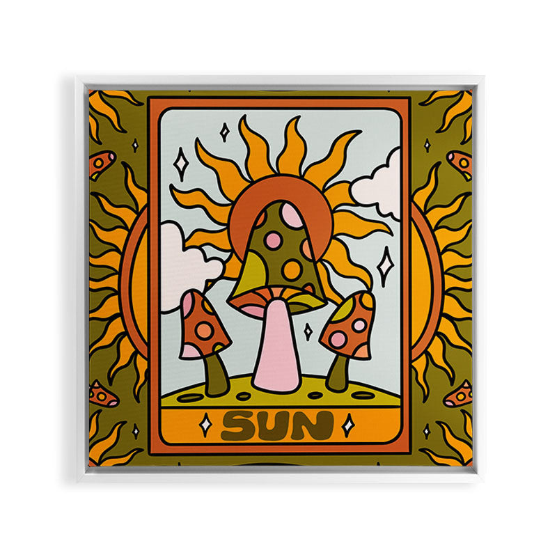 19. Sun Tarot Mushroom Framed Canvas Print