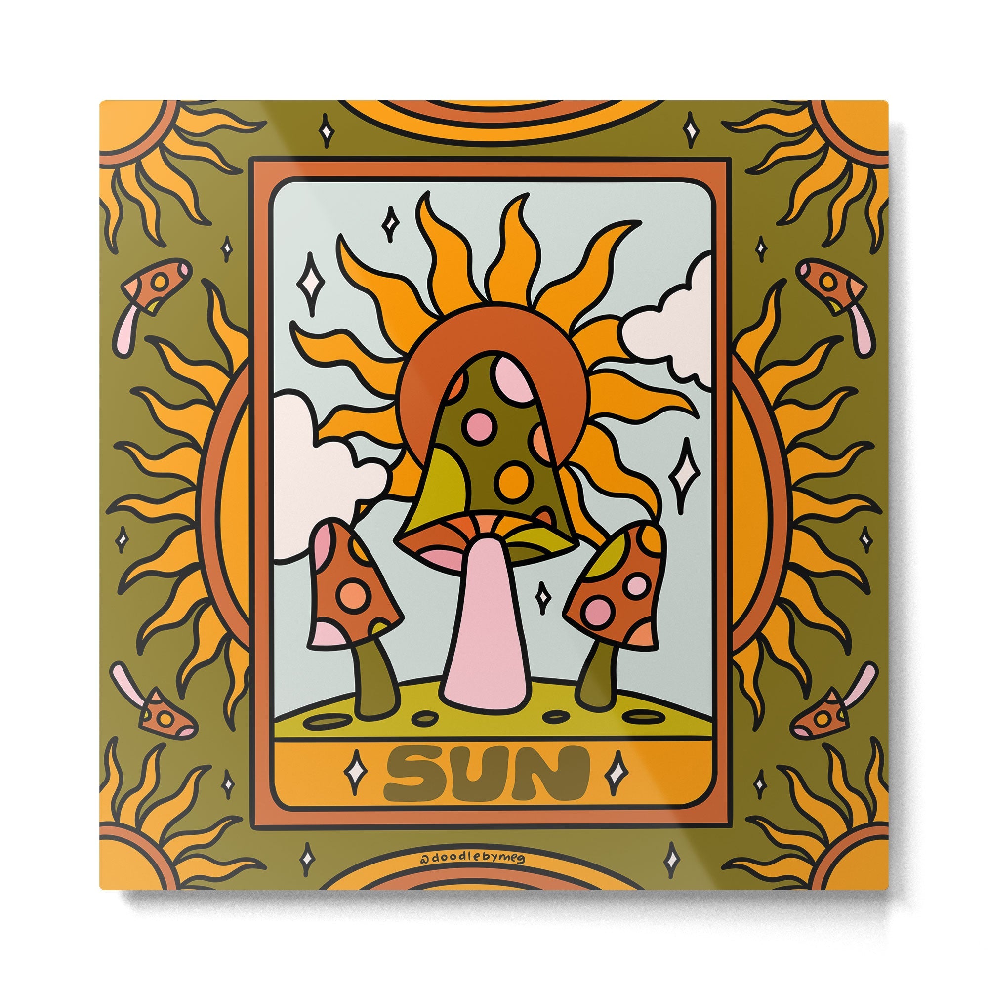 19. Sun Tarot Mushroom Metal Print