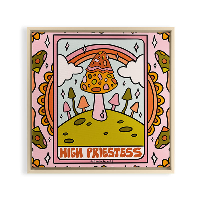 2. High Priestess Mushroom Framed Canvas Print