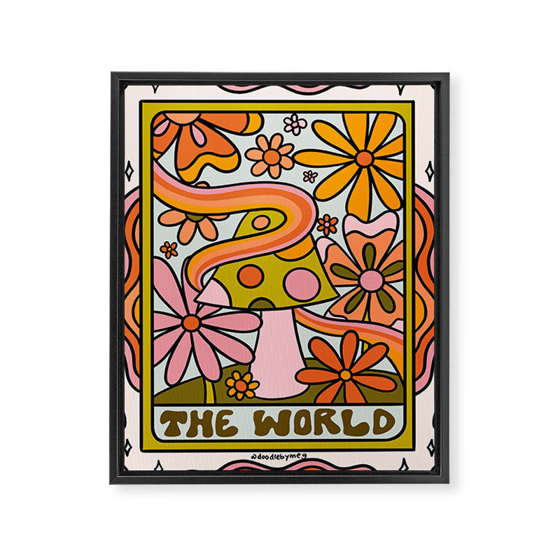 21. World Tarot Mushroom Framed Canvas Print
