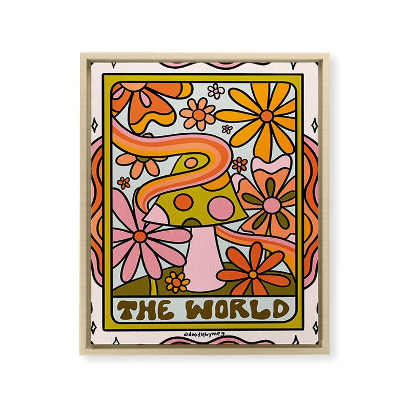 21. World Tarot Mushroom Framed Canvas Print