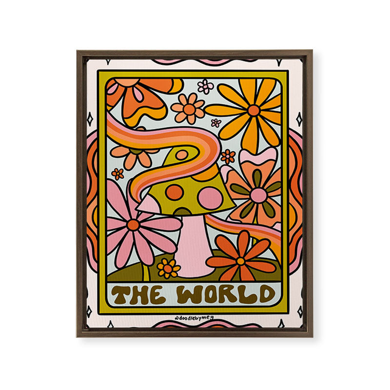 21. World Tarot Mushroom Framed Canvas Print
