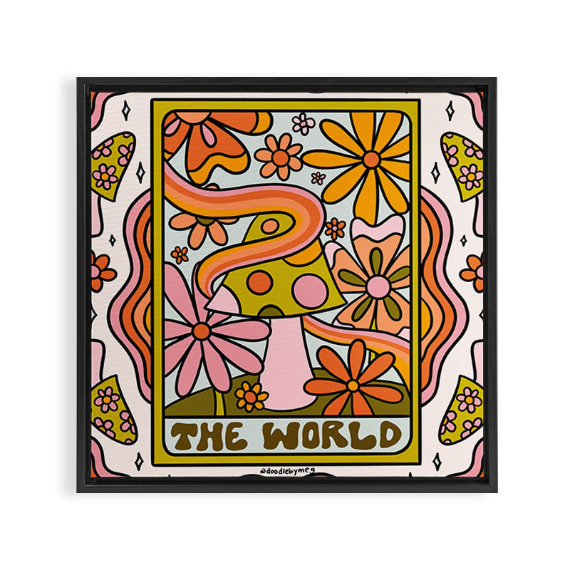 21. World Tarot Mushroom Framed Canvas Print