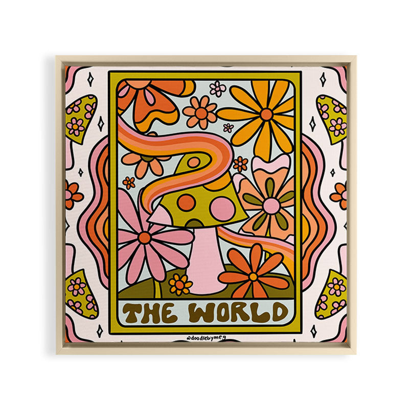 21. World Tarot Mushroom Framed Canvas Print