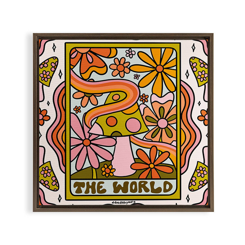 21. World Tarot Mushroom Framed Canvas Print