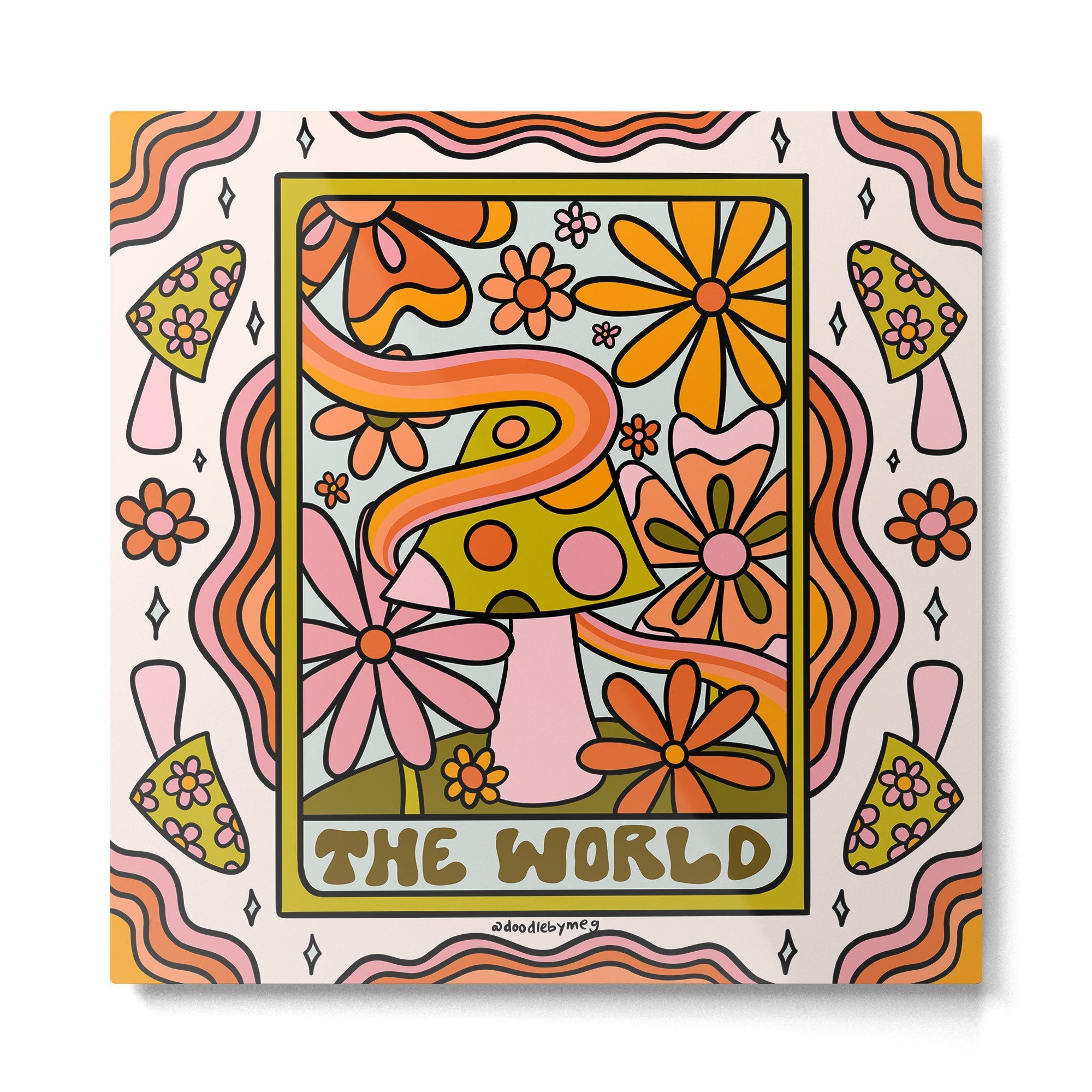 21. World Tarot Mushroom Metal Print