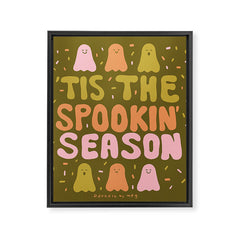Tis the Spookin Season in Green Framed Canvas Print