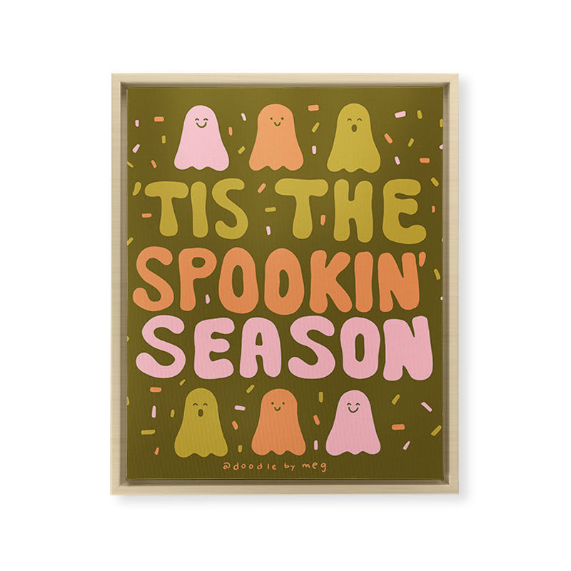 Tis the Spookin Season in Green Framed Canvas Print