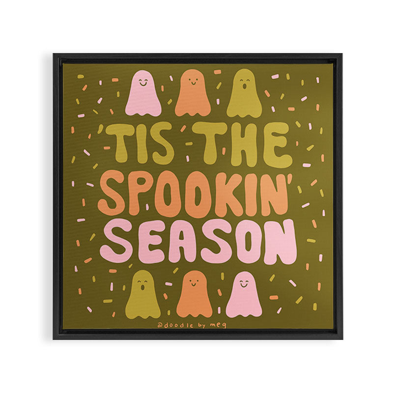 Tis the Spookin Season in Green Framed Canvas Print