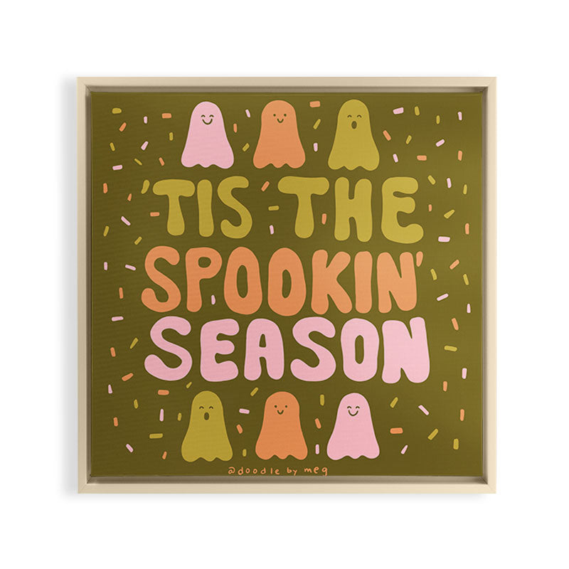 Tis the Spookin Season in Green Framed Canvas Print