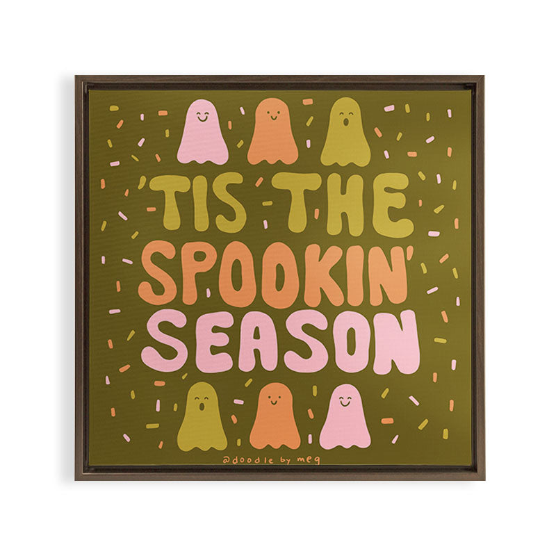 Tis the Spookin Season in Green Framed Canvas Print