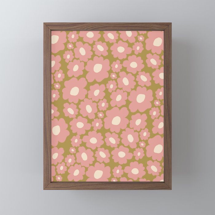 70������s Retro Floral  Mini Art Print