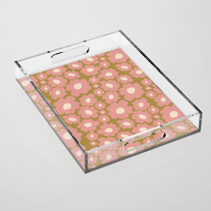 70������s Retro Floral  Acrylic Tray