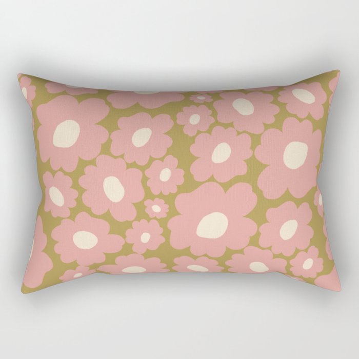 70������s Retro Floral  Rectangular Pillow