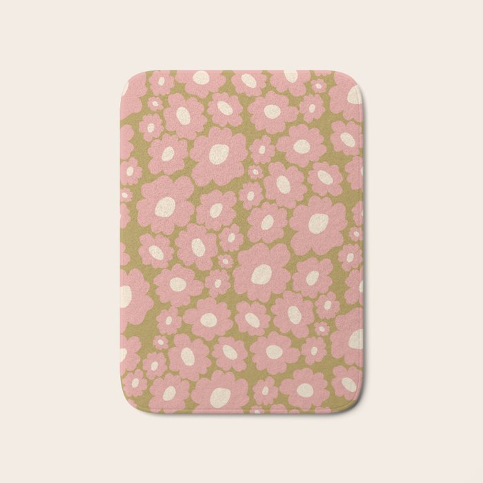 70������s Retro Floral  Bath Mat