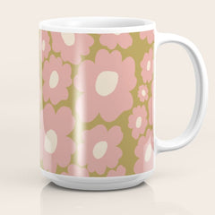 70������s Retro Floral  Coffee Mug