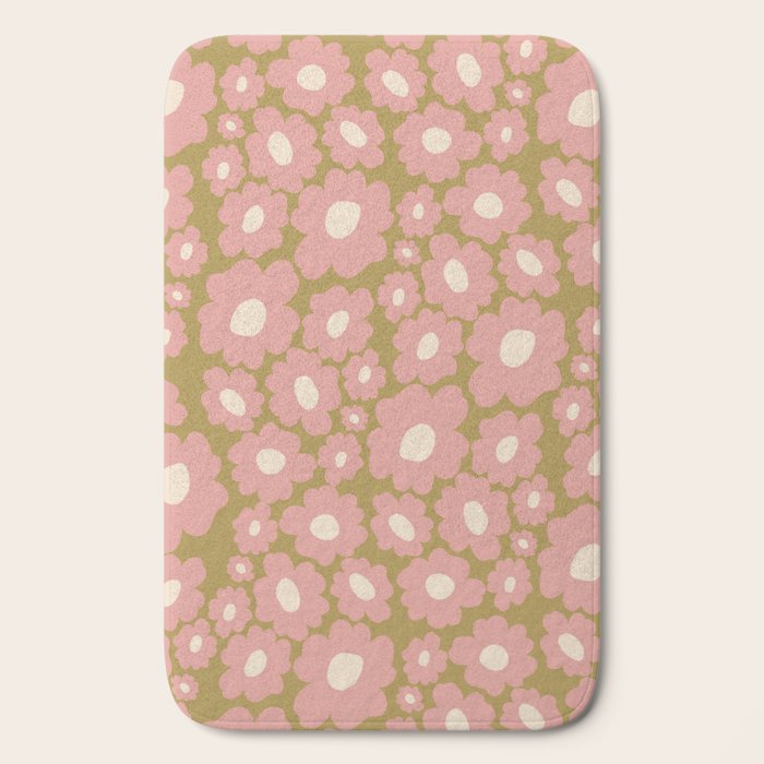 70������s Retro Floral  Bath Mat
