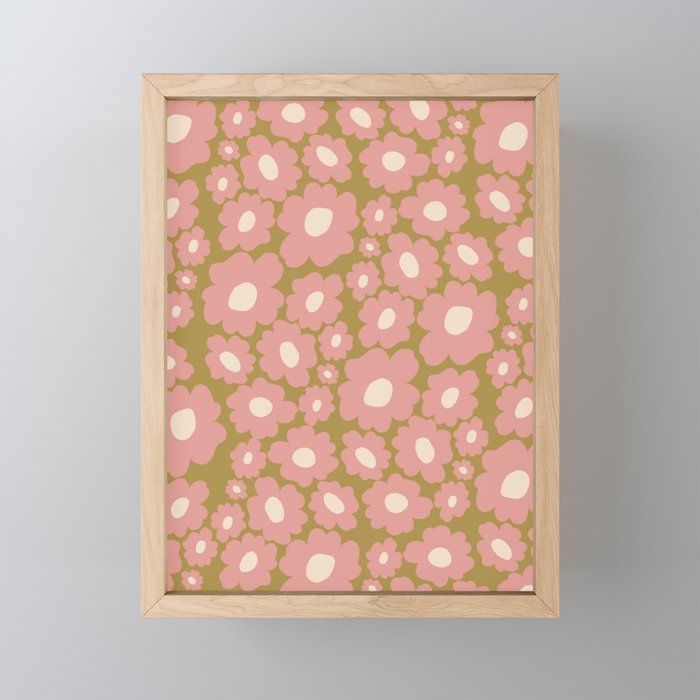 70������s Retro Floral  Mini Art Print