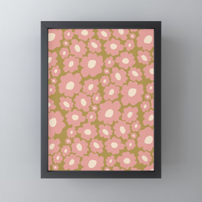 70������s Retro Floral  Mini Art Print